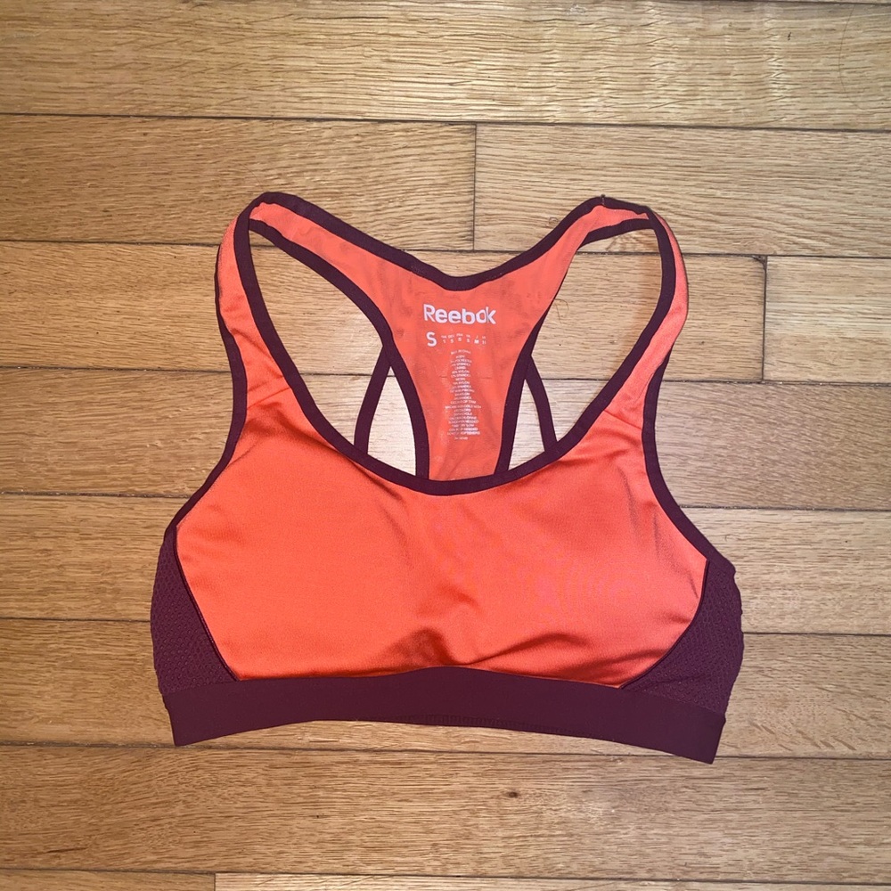 Reebok Coral and Maroon Padded Sports Bra